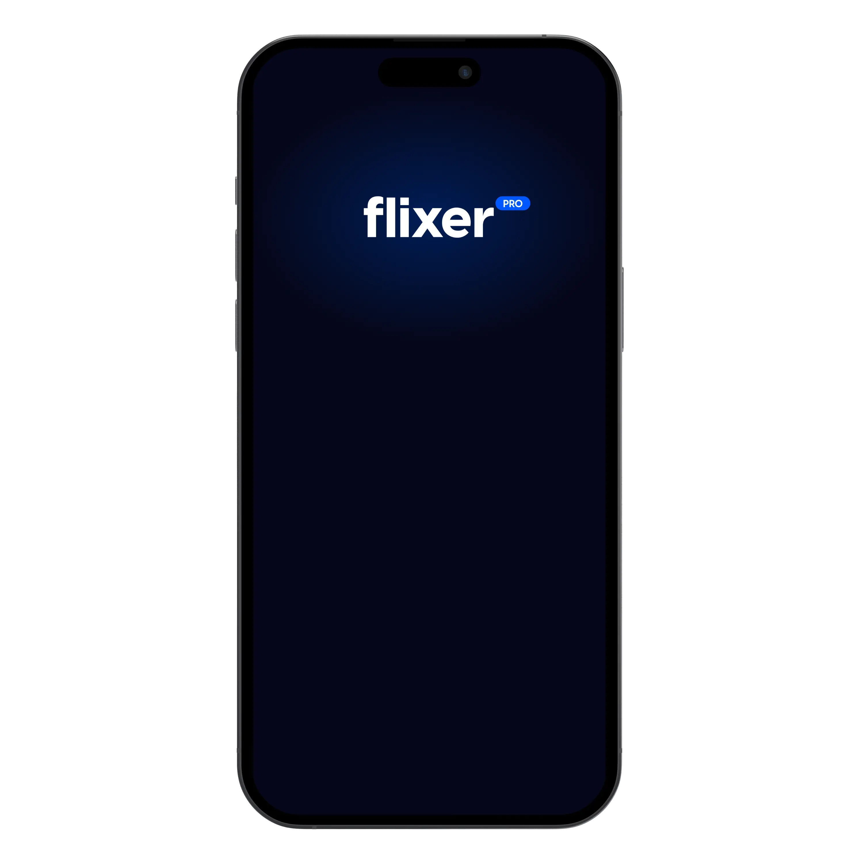 Een Space Black iPhone met de Flixer Pro-app in beeld.